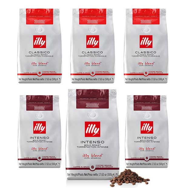 1+5 פולי קפה illy – אריזות 500 גרם